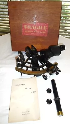 Vintage Davis Instruments Sextant 1964 W/ Wood Box Monocular & Telescope Brass • $300