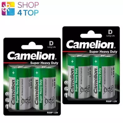 4 Camelion D Batteries R20P Long Life Super Heavy Duty 1.5V UM1 5600mAh 2BL Neuf • $10.50