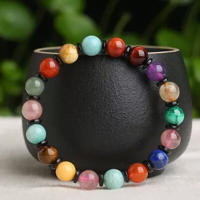 Natural Stone Handmade Balance Stretch Bracelet Round 8mm Beads Healing Reiki • $10.98