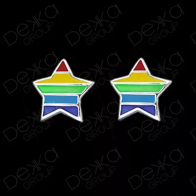 925 Sterling Silver Rainbow Star Stud Earrings Studs Girls Women Children Men  • $5.13