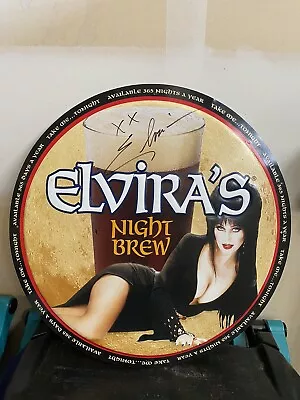 VTG ELVIRA AUTOGRAPHED Original Vintage Night Brew Beer Tin Tacker Sign • $290