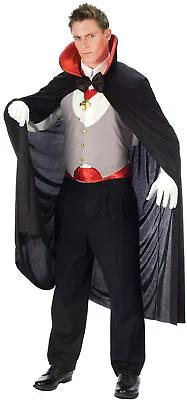 Adult Red Vampire Cape Vest Tie 5 Pc Deluxe Costume Fw9972rd • $21.43