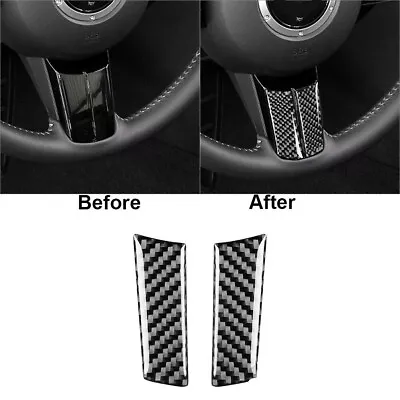 2Pcs Carbon Fiber Steering Wheel Chin Cover Trim For Mazda MX-5 Miata 2009-2015 • $15.42