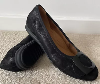 Gabor Black Slip On Buckle Ballerina Shoes Size 5 • £26.50