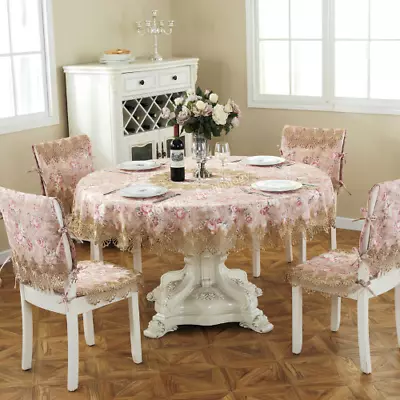 Round Tablecloth Embroidery Pastoral Table Cover Dining Table Turntable Folding  • $32.14