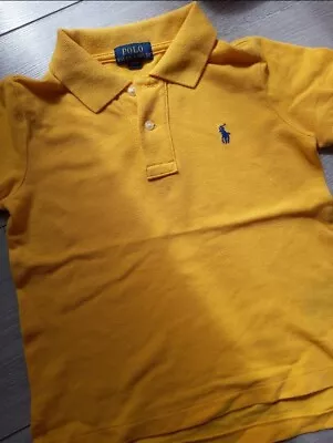 Ralph Lauren Polo Boys Pony Logo Tee T-shirt Bright Ochre Yellow Top 3 Years • £9.99