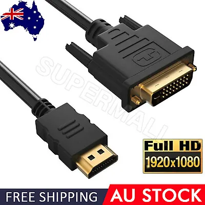 $5.55 • Buy HDMI To DVI Cable Male DVI-D For LCD Monitor Computer PC  DVD Cord Lead OZ
