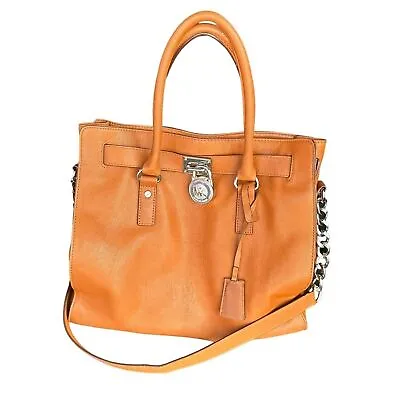 Michael Michael Kors Orange Leather Hamilton Large Tote Bag Purse • $99