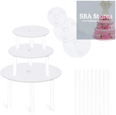 Vicloon Cake Dowel Rods Set 9 Pcs Plastic Cake Support Rods White Cake Stand • £6.77