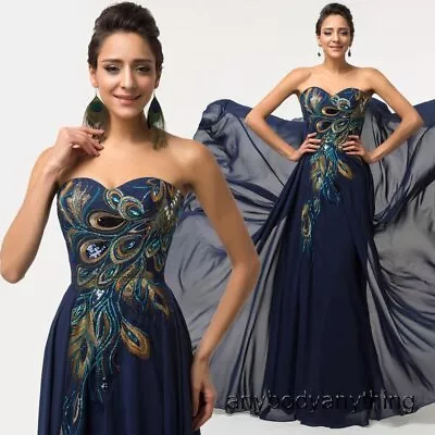 Women Peacock Embroidery Masquerade Party Evening Prom Gown Bridesmaid Dress Hot • $41.98