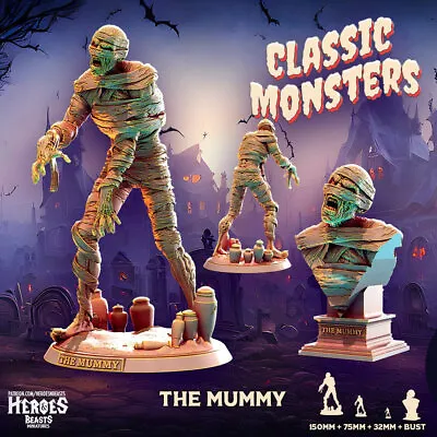 The Mummy | Miniature | Heroes & Beasts | Classic Movie Monsters | DnD | Tablet • $20