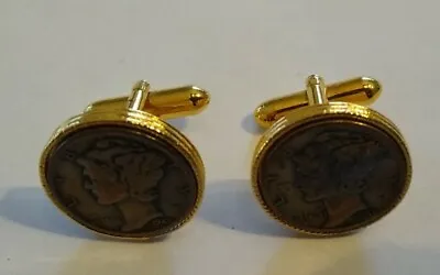 $22 • Buy VINTAGE 1944 And 1942  MERCURY DIME COIN CUFFLINKS