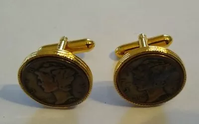 VINTAGE 1944 And 1942  MERCURY DIME COIN CUFFLINKS • $22