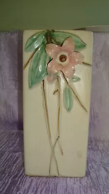 McCoy Pottery Blossom Time Dogwood 8  Vase/Planter  PInk Flower Green Leaves • $14.99