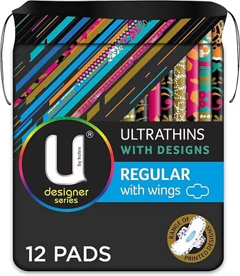 2X U BY KOTEX PK12 PADS ULTRAT With Designs REGULAR WITH WINGS • $15.90