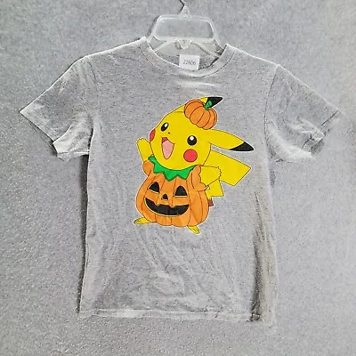 $9.91 • Buy Pokemon Boys T-Shirt  Medium Gray Graphic Pikachu Halloween Pumpkin Short Sleeve
