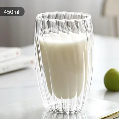 Double Wall High Borosilicate Glass Mug Heat Resistant Tea Milk Lemon Juice Coff • $11.96