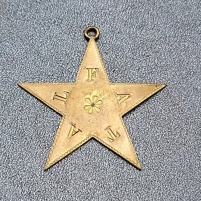 Antique Eastern Star Pendant Fob Charm F A T A L Masonic Embossed Brass 2  • $45