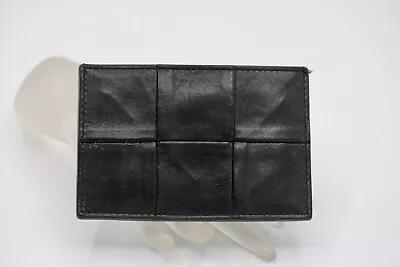 Bottega Veneta Black Leather Woven Card Holder Wallet • $200