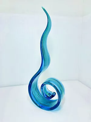 VTG Murano Italian Art Glass Hand Made Swirl Sculpture Green/Blue Vintage 12” • $115