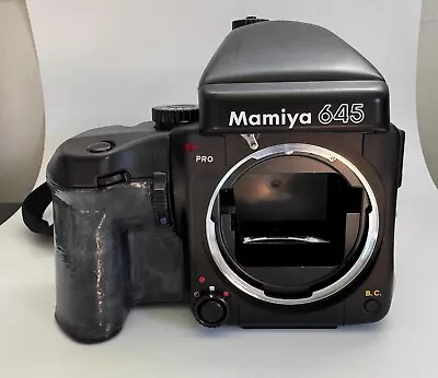 Mamiya 645 Pro Medium Format Camera Body 120 Film Back Prism Finder Motor Grip • $117.50