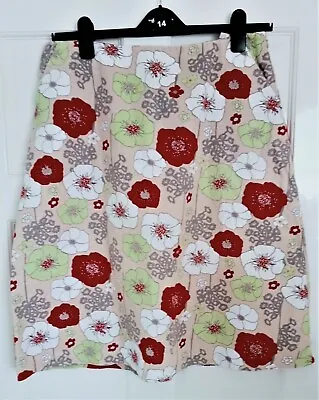 A Laura Ashley Beige Green Red Grey & White Floral Patterned Skirt Size 14 • £3.49