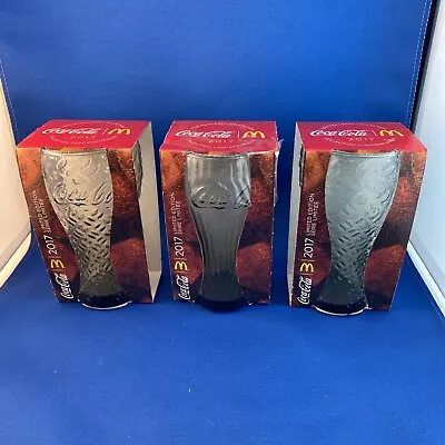 2017 McDonalds Coca Cola Limited Edition Series Glass Lot Of 3 2 Steel 1 Linear • $21.91