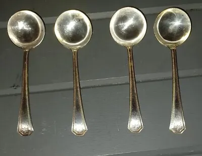 4 Antique National Silver Co Adam Replacement Silverplate Gumbo Soup Spoons EPNS • $25