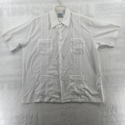 Guayabera By Haband Men's XL Short Sleeve White Cuban Shirt Button Up • $17.97