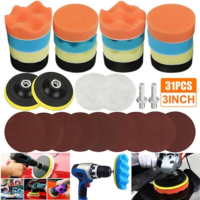 Car Buffing Pads Polishing For Drill Sponge Kit Set Waxing Foam Polisher Sealing • $9.98