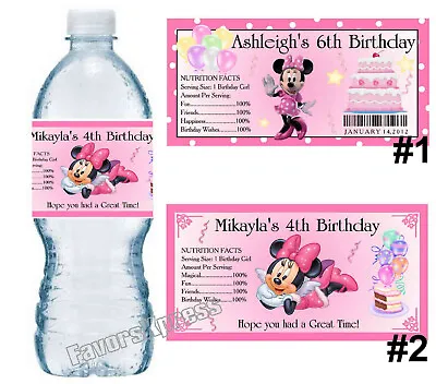 20 Minnie Mouse Birthday Party Favors Water Bottle Labels ~ Personalized  • $8.99