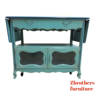 Vintage French Regency Paint Decorated Drop Leaf T Cart Server Sideboard Bar • $699