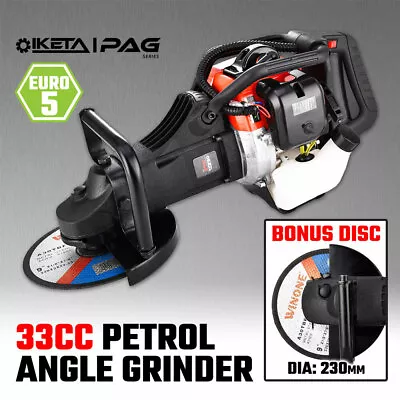 IKETA Angle Grinder Petrol 33cc 9  230mm Cutting Disc Metal Grinding Cut Tool • $329