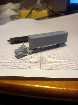$16 • Buy Z Scale Train Miniature Semi Truck Mack B61 1953 And 35 Ft Trailer