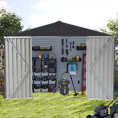 8X8 FT Garden Storage Metal Shed With Lockable Door Outdoor Bike Tool Room House • $376.80