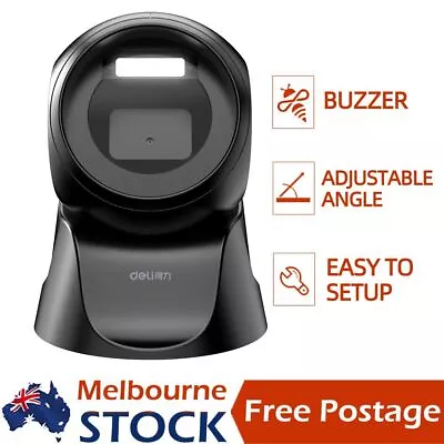 Deli Barcode Scanner With Base Stand Desktop USB Port Retail1D 2D QR Code Reader • $139.99