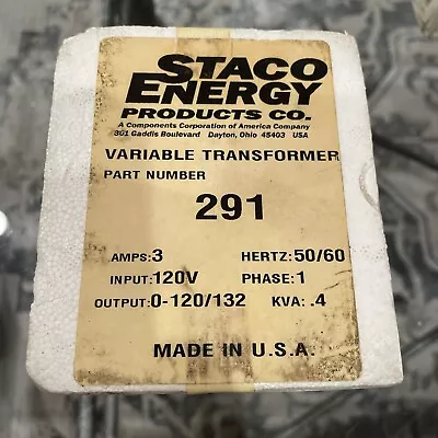 Staco 291 Variable Transformer 3A In: 120V Out: 0-120/132V ***FREE SHIPPING*** • $240.10