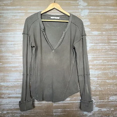 Free People Military Max Henley Top Green Boho Preppy Western Womens M • £24.09