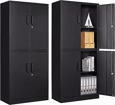 Metal Storage Cabinet With 4 Doors71''Tall Steel Cabinet For Home Office Garage • $229.99