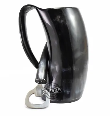 Medieval Viking Tankard Drinking Ox Horn Beer Mug With Opener Home Decor Gift US • $33