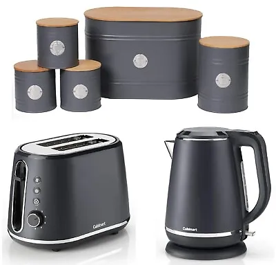 £189.99 • Buy Elegant Grey Set Cuisinart Electric Jug Kettle Toaster With Bread Bin Canisters