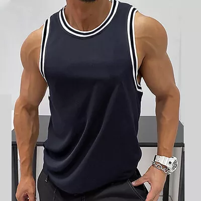 Mens Muscle Tank Tops Summer Hawaiian Training Workout Gym Fitness Vest T-Shirt • £9.39