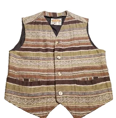 Vintage Paragraff Vest Grunge Punk Button Up Wool Striped Size Small EUC • $19.95