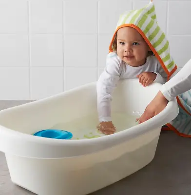 IKEA Baby Bath Tub Anti-Slip Large Tub For Toddler Bathing & Shower White/Green • £19.84