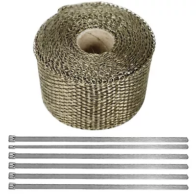 Exhaust Manifolds Titanium Heat Wrap Tape Thermal Lava Wrap 2'' X 5M & 6 Ties • $11.15