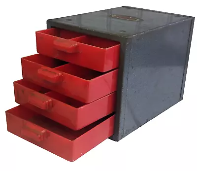 Vintage Dunlap 4 Drawer Organizer Metal Cabinet Red Plastic Drawers Small Parts • $55