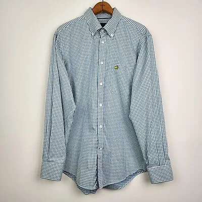 Clubhouse Collection Shirt Mens Large Blue Green Check Plaid Masters Logo Italy • $34.99