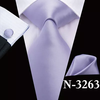 USA Mens ALL Silk Tie Striped Solid Paisley Necktie Hanky Cufflink Set Wedding • $11.99