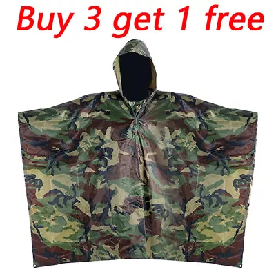 US Military Woodland Ripstop Wet Weather Raincoat Poncho Camping Hiking Camo NEW • $18.99