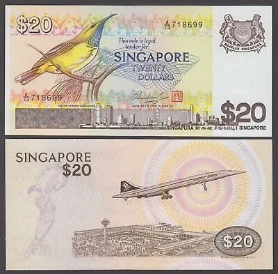 Singapore  P.12 20 Dollars Pfx A/73 Bird-concorde Uncirculated Low Shipping 2102 • $37.50